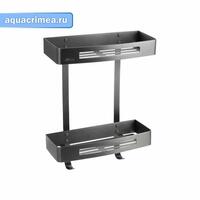 Полочка 22см двойная  прямоугольная, литая, ГРАФИТ, из  нерж.стали марки SUS 304